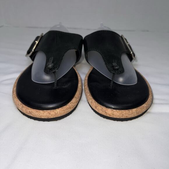 Kelsi Dagger Brooklyn Sandals Womens Size 9.5 Black Leather Buckle Thong Casual - Picture 4 of 14